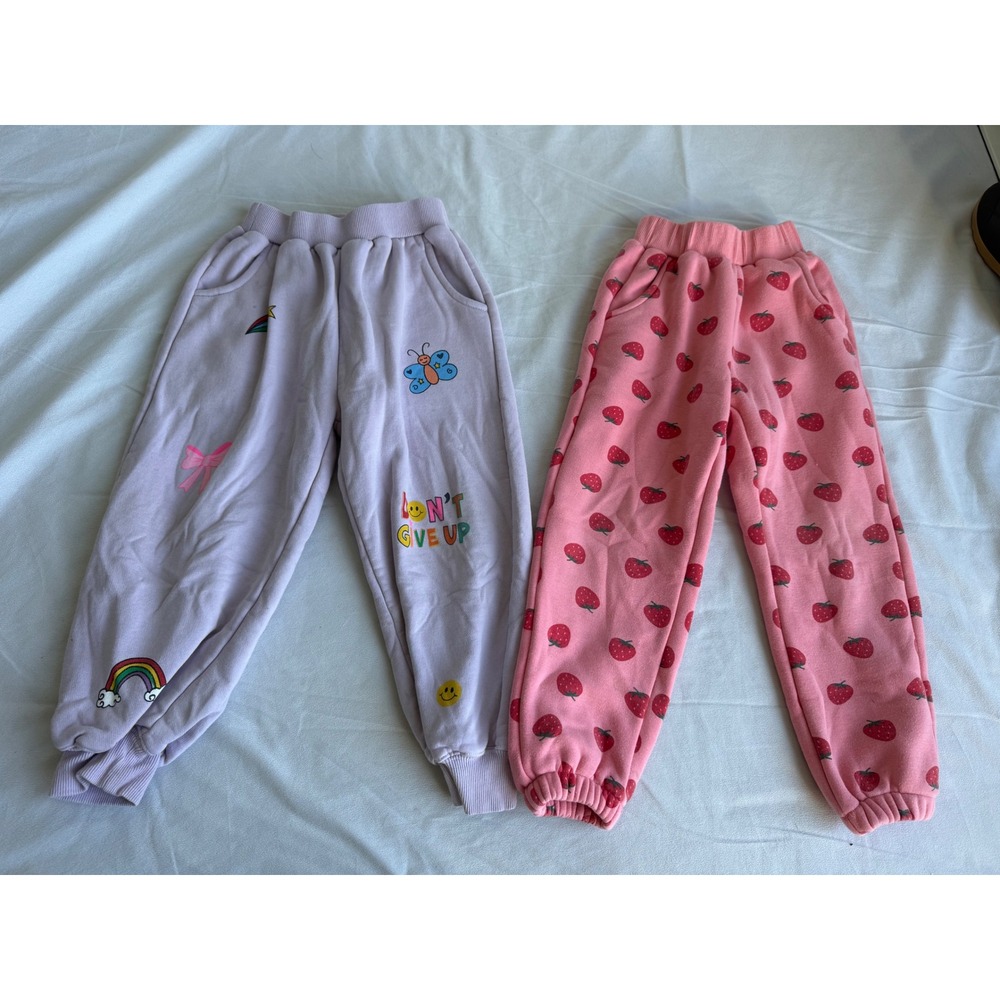 Lola and the Boys Lot of 2 Sweatpants Size 5 Pink Strawberry Lavender Graphic